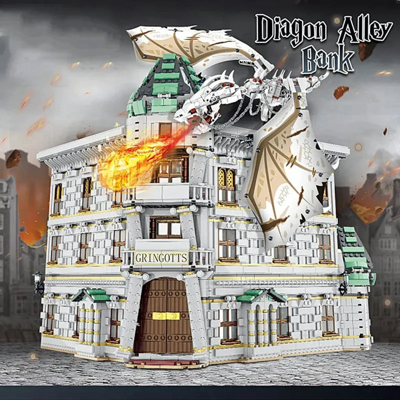 MOC Harry Potter Diagon Alley Magic Bank Bricks Toys