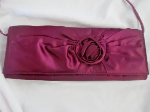 NEW APT. 9 Satin Handbag Evening Shoulder Bag ROSE PURPLE VIOLET Flower Vegan