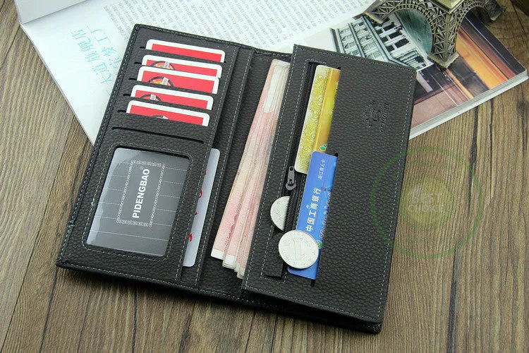 New Brand Men's Wallet Cowhide Leather Long Men's Checkbook coin Zipper Suit Wallet Purse