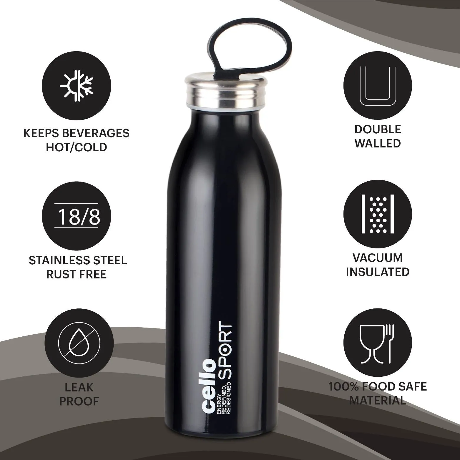 Nios Flask, Vacusteel Water Bottle, 500ml