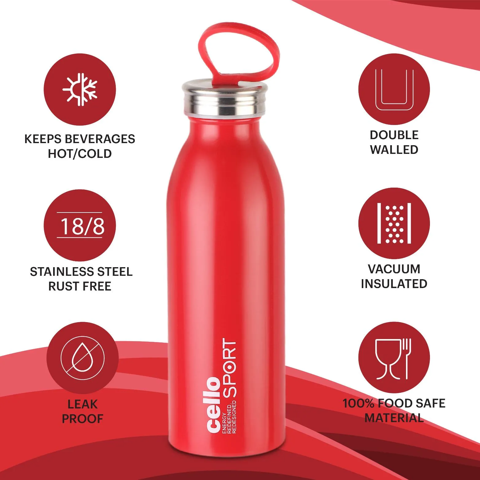 Nios Flask, Vacusteel Water Bottle, 500ml