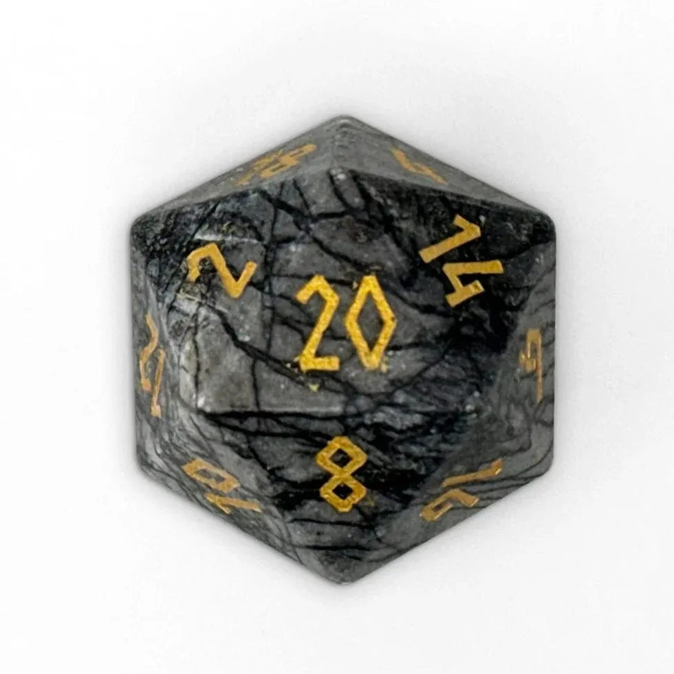 Norse Foundry Gemstones - Black Network - Boulder 30mm Gemstone Dice