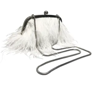 Ostrich Feather Chain Pearl Bag