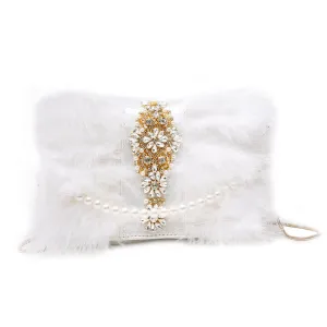 Ostrich Feather Pearl Evening Bag