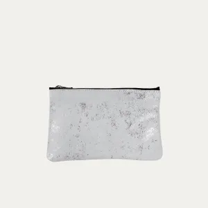 Pauly Pouch Organizer Pauly Jen | White Silver Metallic Leather   Silver Hardware