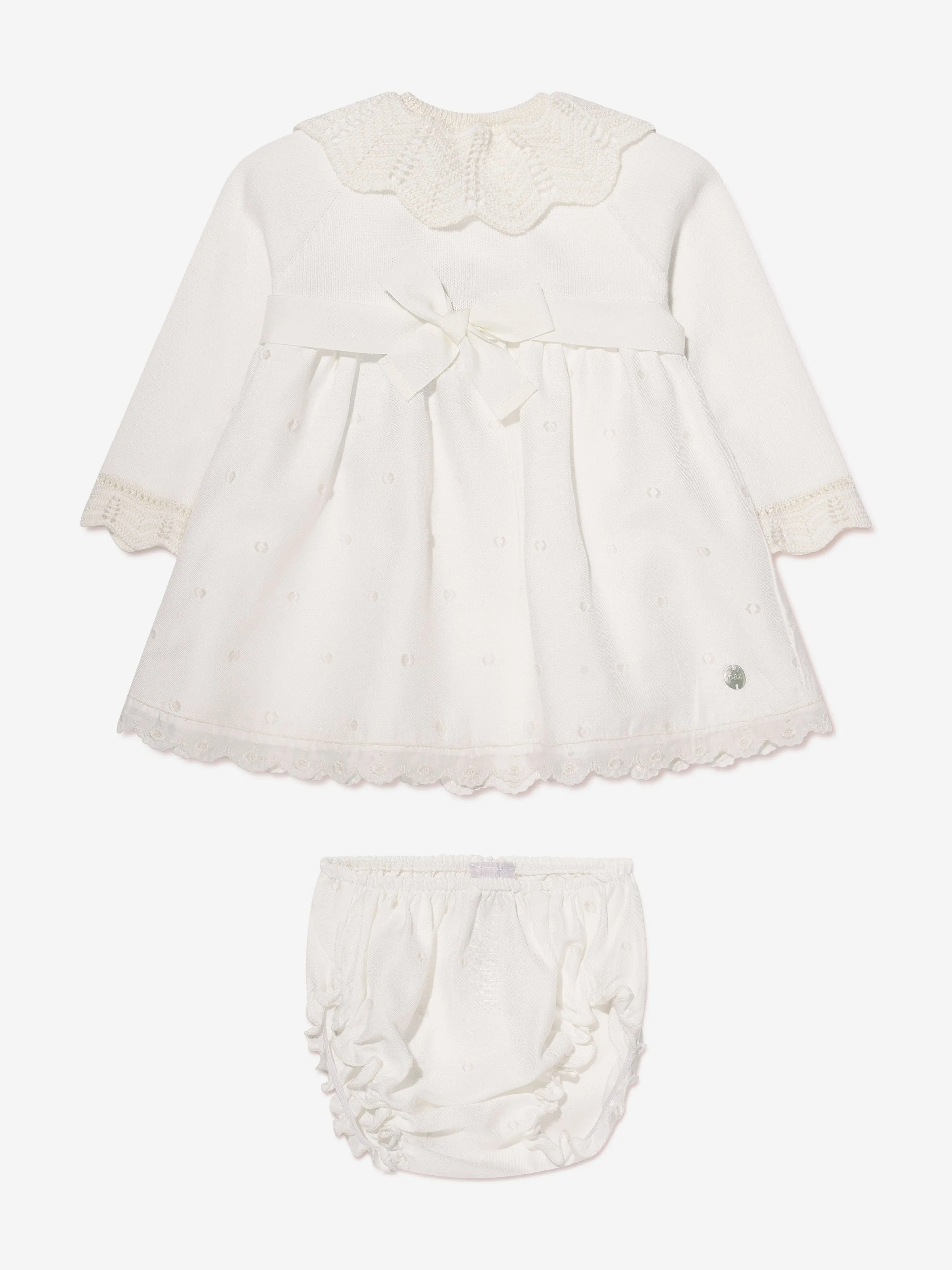 Paz Rodriguez Baby Girls Dress And Bloomers Set in Cream