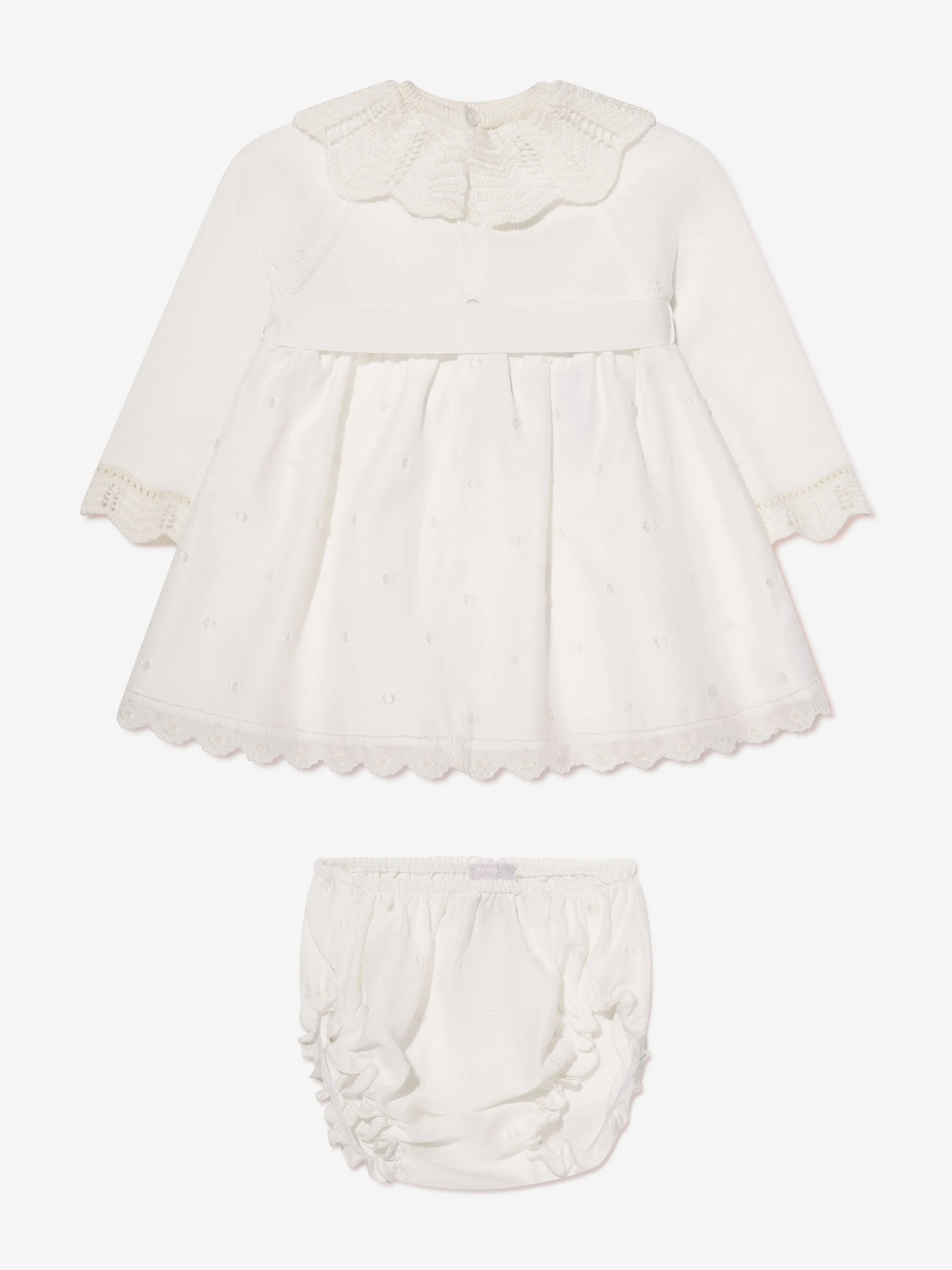 Paz Rodriguez Baby Girls Dress And Bloomers Set in Cream