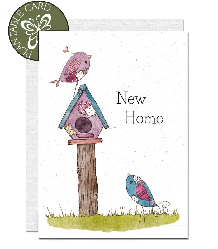 Plantable New Home Card - Patchwork Birds