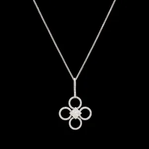 Platinum Asscher Cut Diamond Clover Pendant by Daniel K.