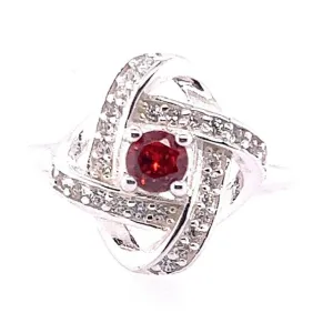 R476 Loop Flower CZ Fuchsia Center Ring