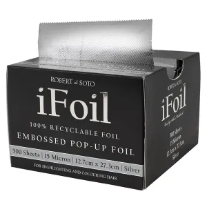 Robert DeSoto iFoil 15 Micron Embossed Pop Up Interleaved Pre Cut Foil 500 Sheets 127 x 273mm - Silver