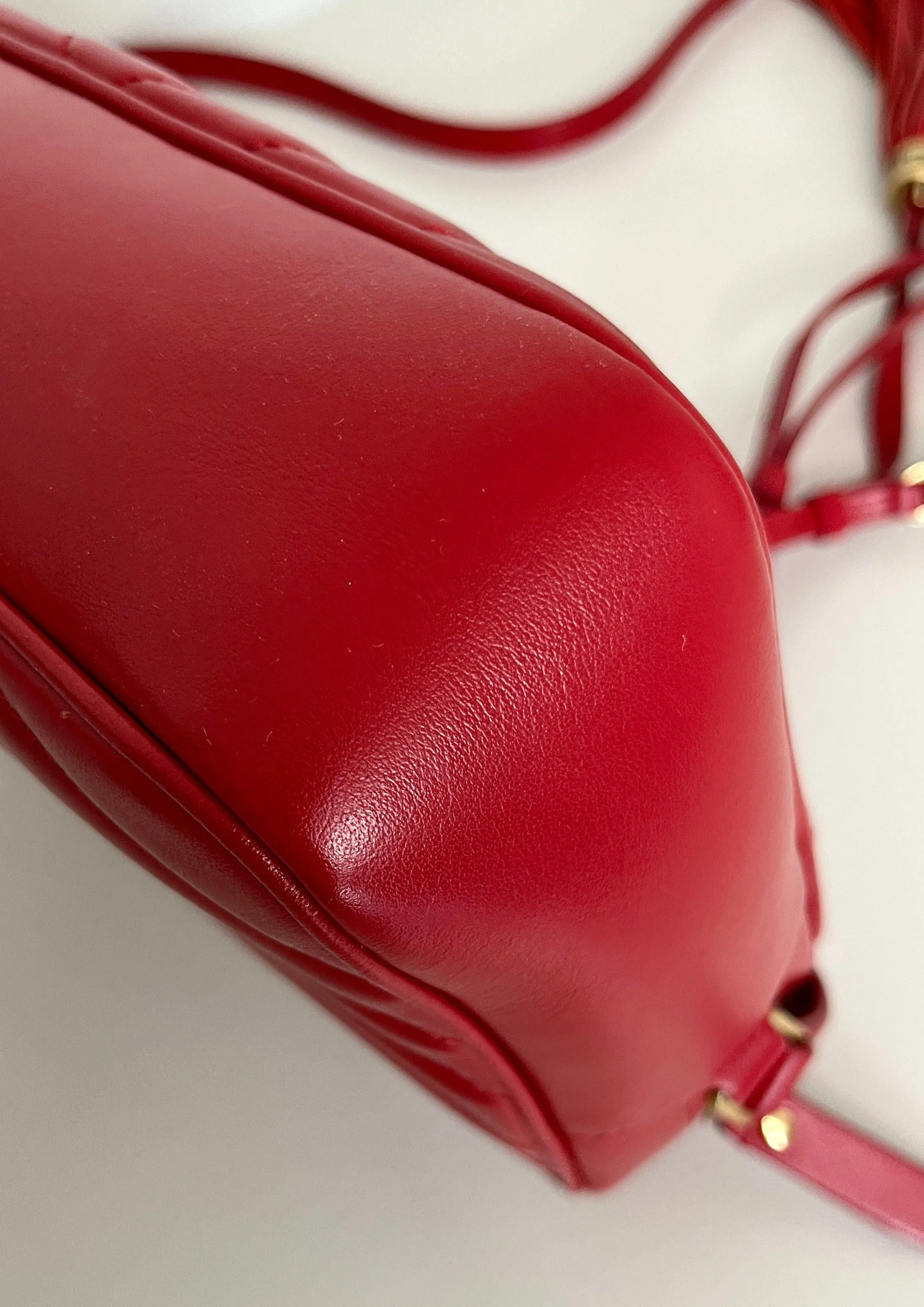 Saint Laurent Red Lou Quilted Leather Camera Bag