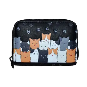 Shagwear Cat Crowd Small Black Coin Purse Wallet