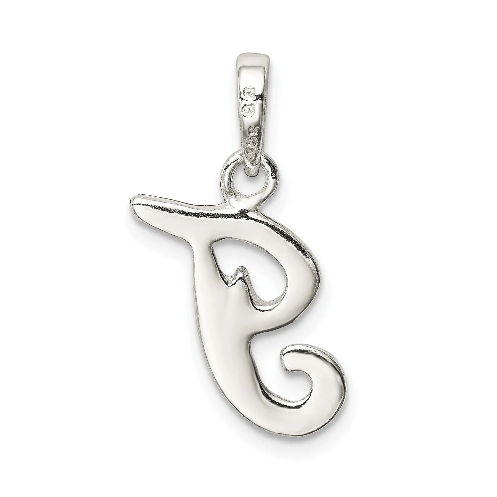 Sterling Silver Polished Initial T Pendant