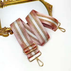 Striped Adjustable Purse Strap in Blush Pink