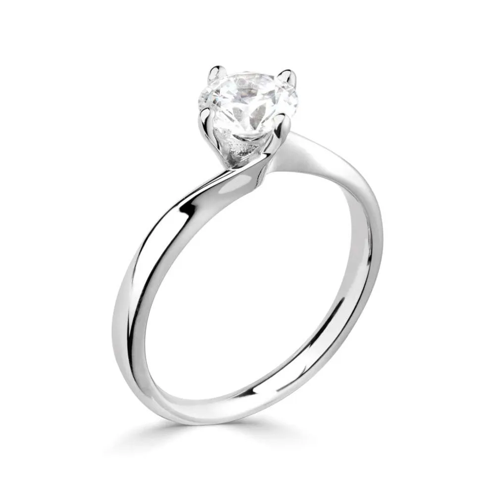 The Gladiolus Platinum Round Brilliant Cut Diamond Solitaire Engagement Ring