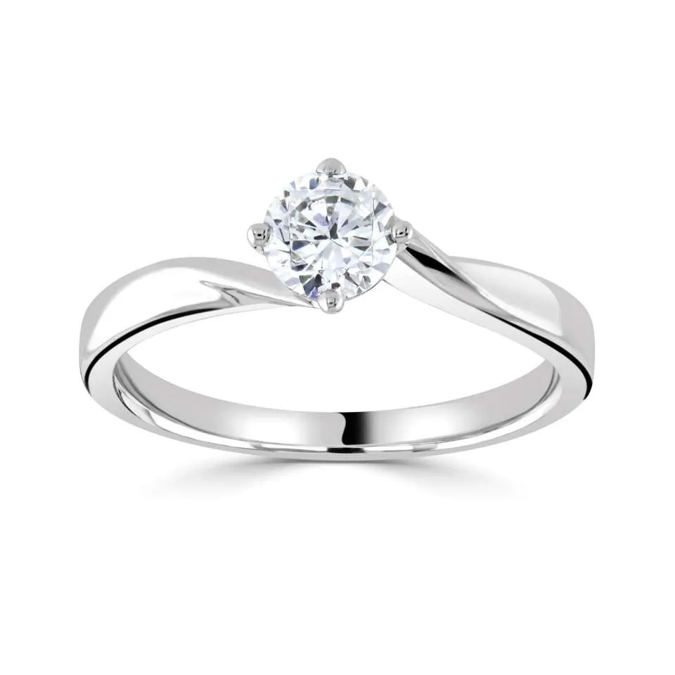 The Gladiolus Platinum Round Brilliant Cut Diamond Solitaire Engagement Ring