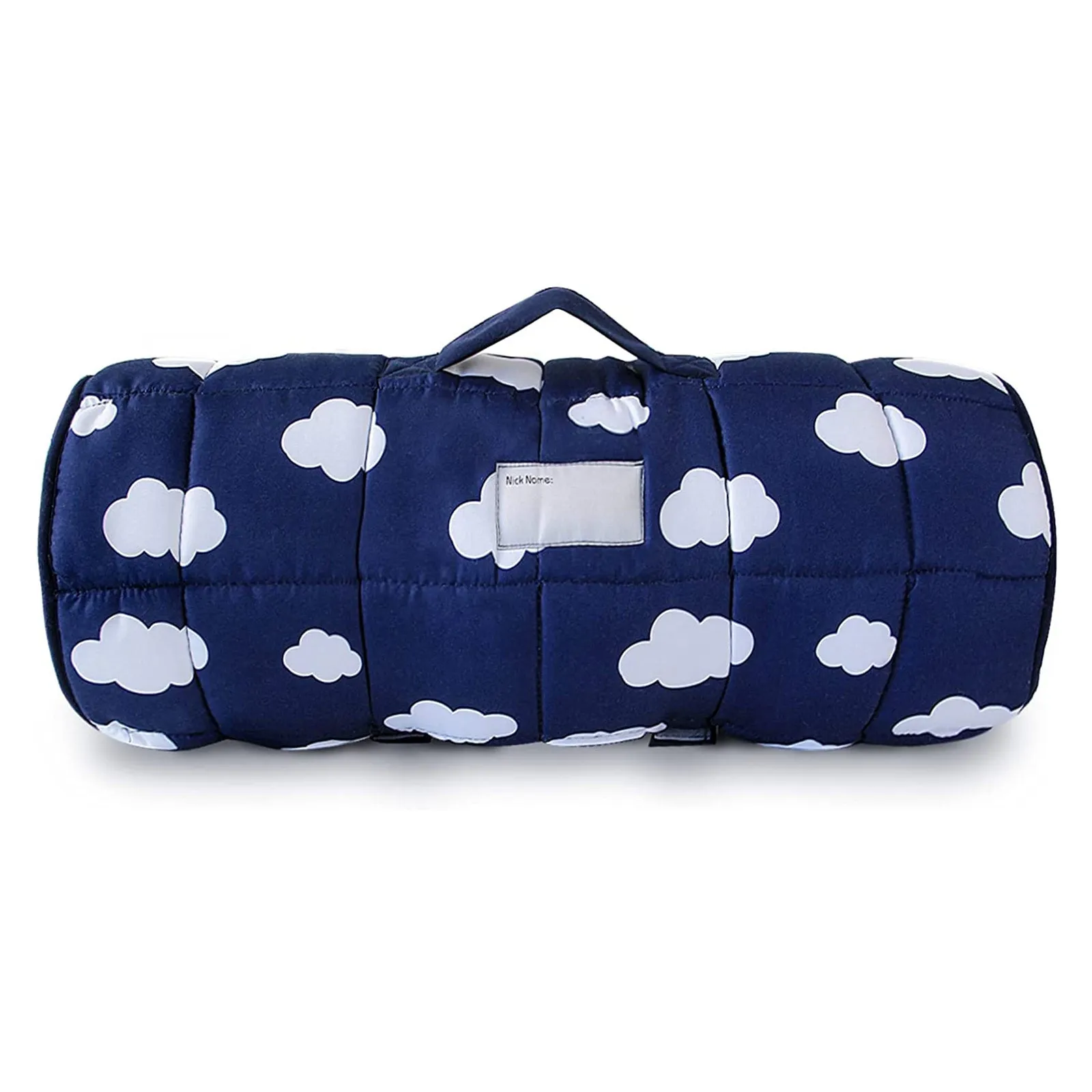 Toddler Nap Mat with Removable Pillow and Blanket, Lightweight Kids Nap Mats for Preschool Daycare, Travel Sleeping Bag for Boys Girls, 50" x 21" Fit Standard Cot, Super Soft and Cozy, Navy Cloud