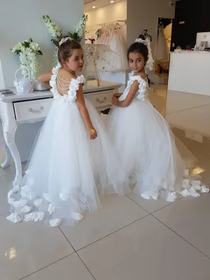 Turning Heads Ruffle Shoulder Flower Girl Gown