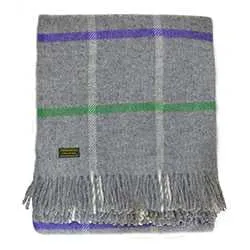 Tweedmill British Made 100% Wool Blanket - Windowpane Purple/Green - Wales